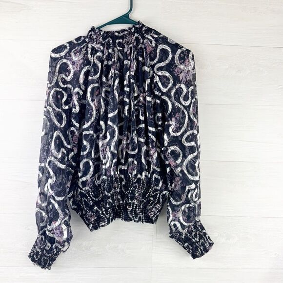 LoveShackFancy Scarlett Metallic Ruffled Semi-Sheer Top - Picture 4 of 5